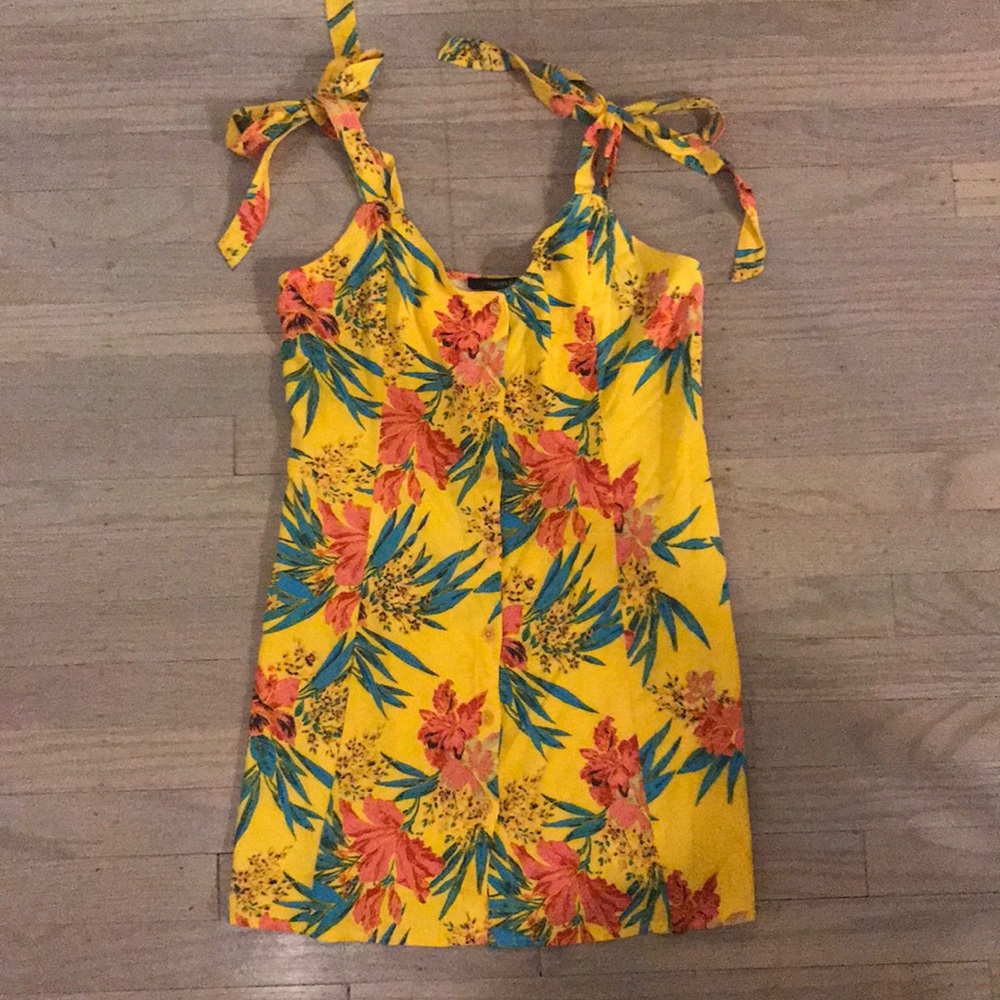 Yellow floral mini dress
